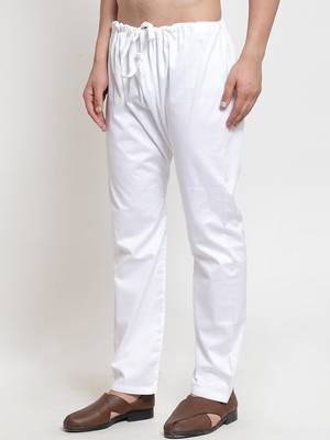 Sanwara Men's Solid White Colour Cotton Payjamas 3