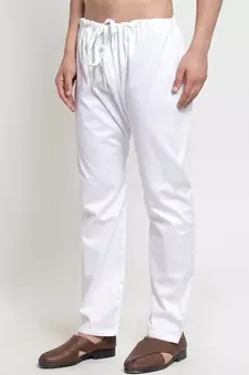 Sanwara Men's Solid White Colour Cotton Payjamas