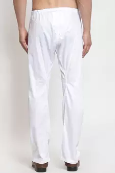 Sanwara Men's Solid White Colour Cotton Payjamas