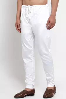 Sanwara Men's Solid White Colour Cotton Churidar
