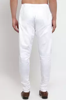 Sanwara Men's Solid White Colour Cotton Churidar