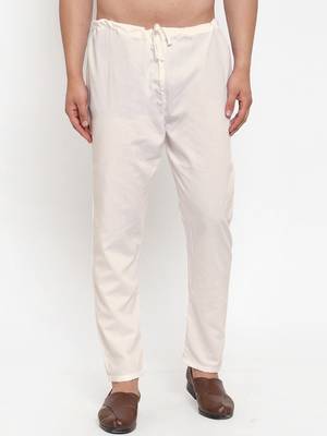 Sanwara Men's Solid Off White Colour Cotton Payjamas 1