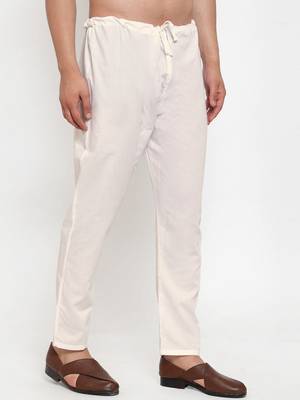 Sanwara Men's Solid Off White Colour Cotton Payjamas 2