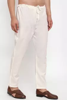 Sanwara Men's Solid Off White Colour Cotton Payjamas