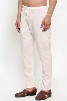 Sanwara Men's Solid Off White Colour Cotton Payjamas