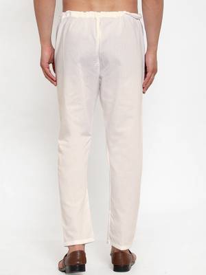 Sanwara Men's Solid Off White Colour Cotton Payjamas 4