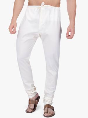 White Cotton Plain Men's Churidar 1