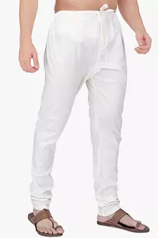 White Cotton Plain Men's Churidar