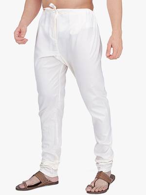 White Cotton Plain Men's Churidar 3