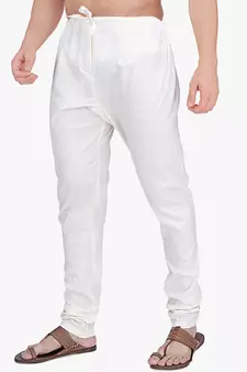 White Cotton Plain Men's Churidar