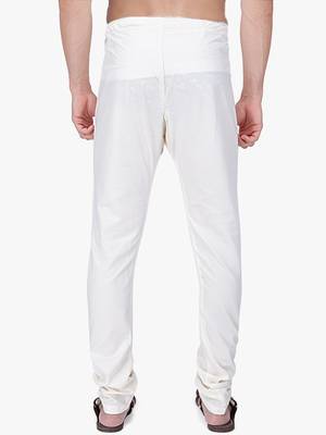 White Cotton Plain Men's Churidar 4