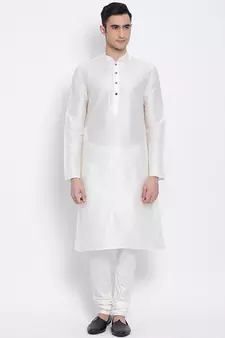 White Cotton Plain Men's Churidar