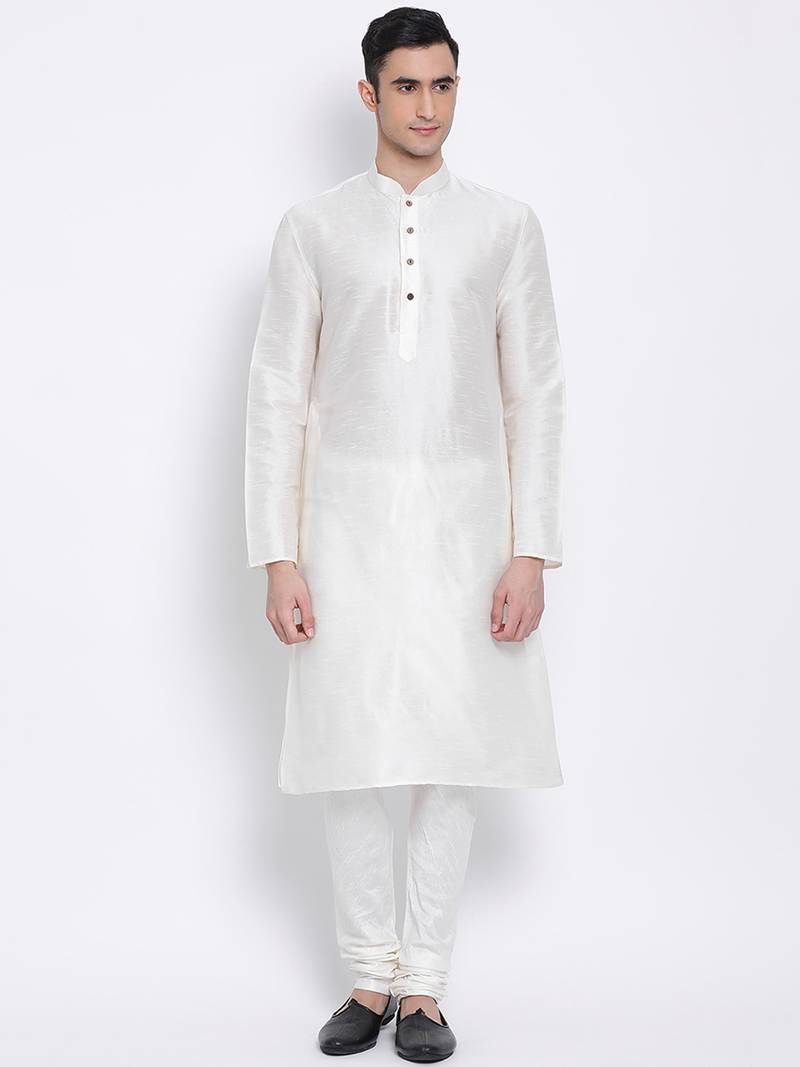 White Cotton Plain Men's Churidar