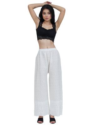 ETHNIC GIRLS Women's Full Chicken Relaxed White palazzo 1