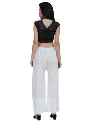 ETHNIC GIRLS Women's Full Chicken Relaxed White palazzo 3