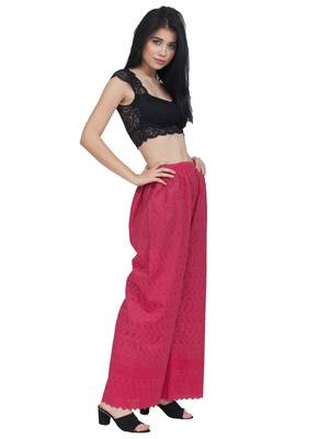 ETHNIC GIRLS Women's Full Chicken Relaxed Magenta Free Size Palazzo Pant 2