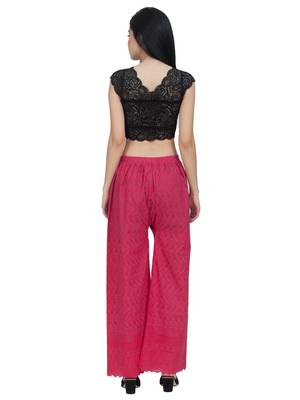 ETHNIC GIRLS Women's Full Chicken Relaxed Magenta Free Size Palazzo Pant 3