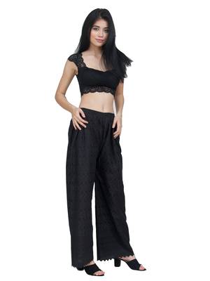 ETHNIC GIRLS Women's Full Chicken Relaxed Black Free Size Palazzo Pant 2