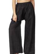 ETHNIC GIRLS Women's Half Chikankari Chikan Black Free Size Palazzo Pant