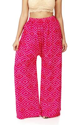 ETHNIC GIRLS Jaipuri Print Free Size Magenta Rayon Palazzo Pants 1