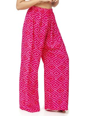 ETHNIC GIRLS Jaipuri Print Free Size Magenta Rayon Palazzo Pants 2