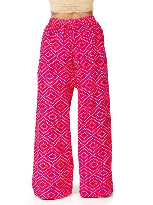 ETHNIC GIRLS Jaipuri Print Free Size Magenta Rayon Palazzo Pants 3