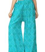 ETHNIC GIRLS Jaipuri Print Free Size Sea Green Rayon Palazzo Pants