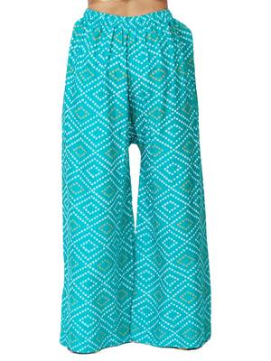 ETHNIC GIRLS Jaipuri Print Free Size Sea Green Rayon Palazzo Pants 3