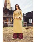 Beige embroidered Pure Rayon Kurti palazzo Sets