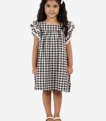 Black printed cotton kids-frocks