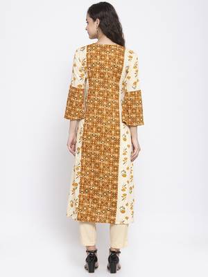 Mustard printed cotton cotton-kurtis 2