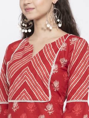 Red printed cotton cotton-kurtis 3