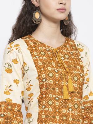 Mustard printed cotton cotton-kurtis 3