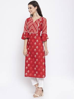 Red printed cotton cotton-kurtis 4