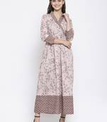 Brown printed cotton maxi-dresses