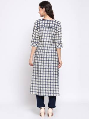 Off-white printed cotton cotton-kurtis 2