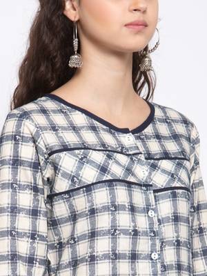 Off-white printed cotton cotton-kurtis 4
