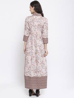Brown printed cotton maxi-dresses 2