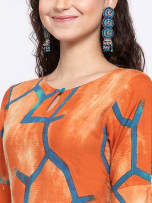 Peach printed rayon cotton-kurtis 4