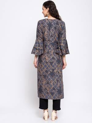 Grey printed rayon cotton-kurtis 2