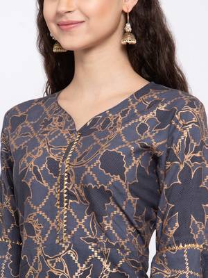 Grey printed rayon cotton-kurtis 4