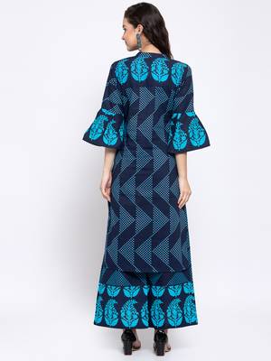 Blue printed cotton cotton-kurtis 2