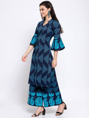Blue printed cotton cotton-kurtis 3