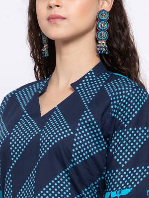 Blue printed cotton cotton-kurtis 4