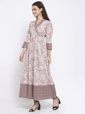Brown printed cotton maxi-dresses 4