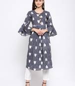 Grey printed cotton cotton-kurtis