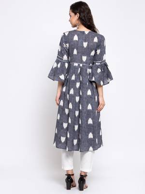 Grey printed cotton cotton-kurtis 2