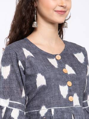 Grey printed cotton cotton-kurtis 4