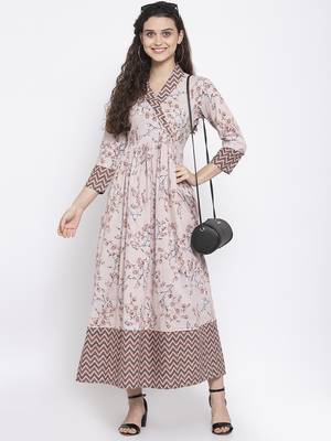 Brown printed cotton maxi-dresses 5