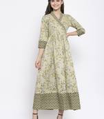 Green printed cotton maxi-dresses